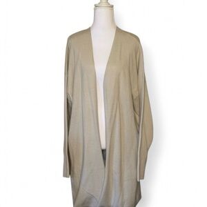 Express Open Front Longline Cardigan Sweater – Light Grey, Size L